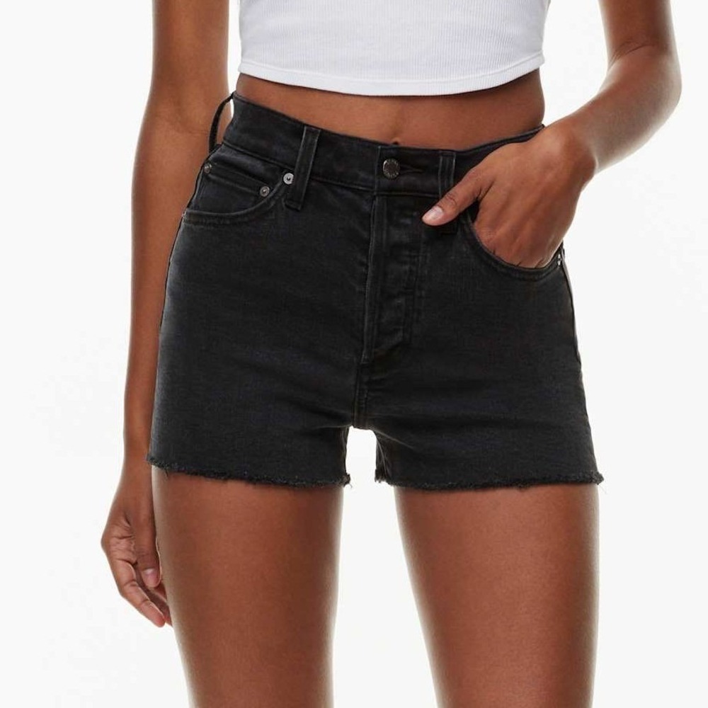 Denim Forum The 50s Arlo Hi-Rise Denim Short Black Eyeliner Size 26
